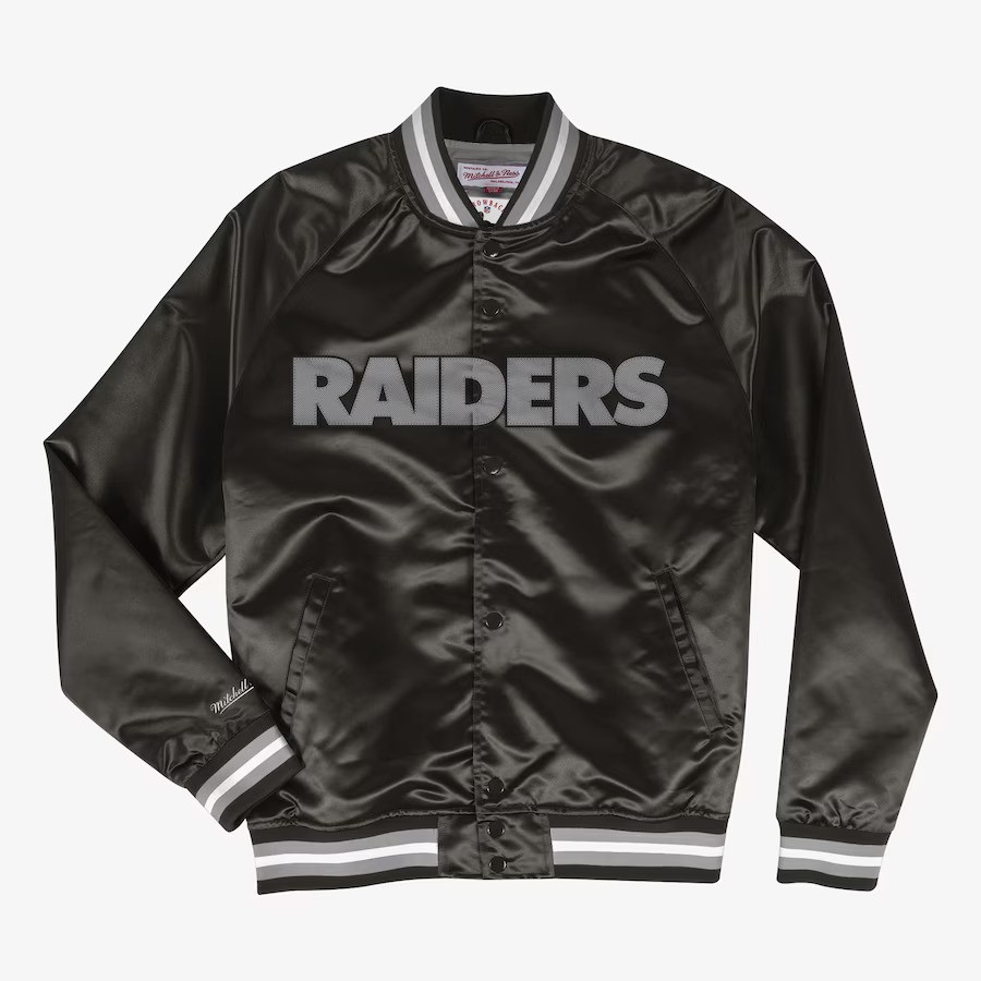 Las Vegas Raiders Black Satin Mitchell and Ness Satin Jacket