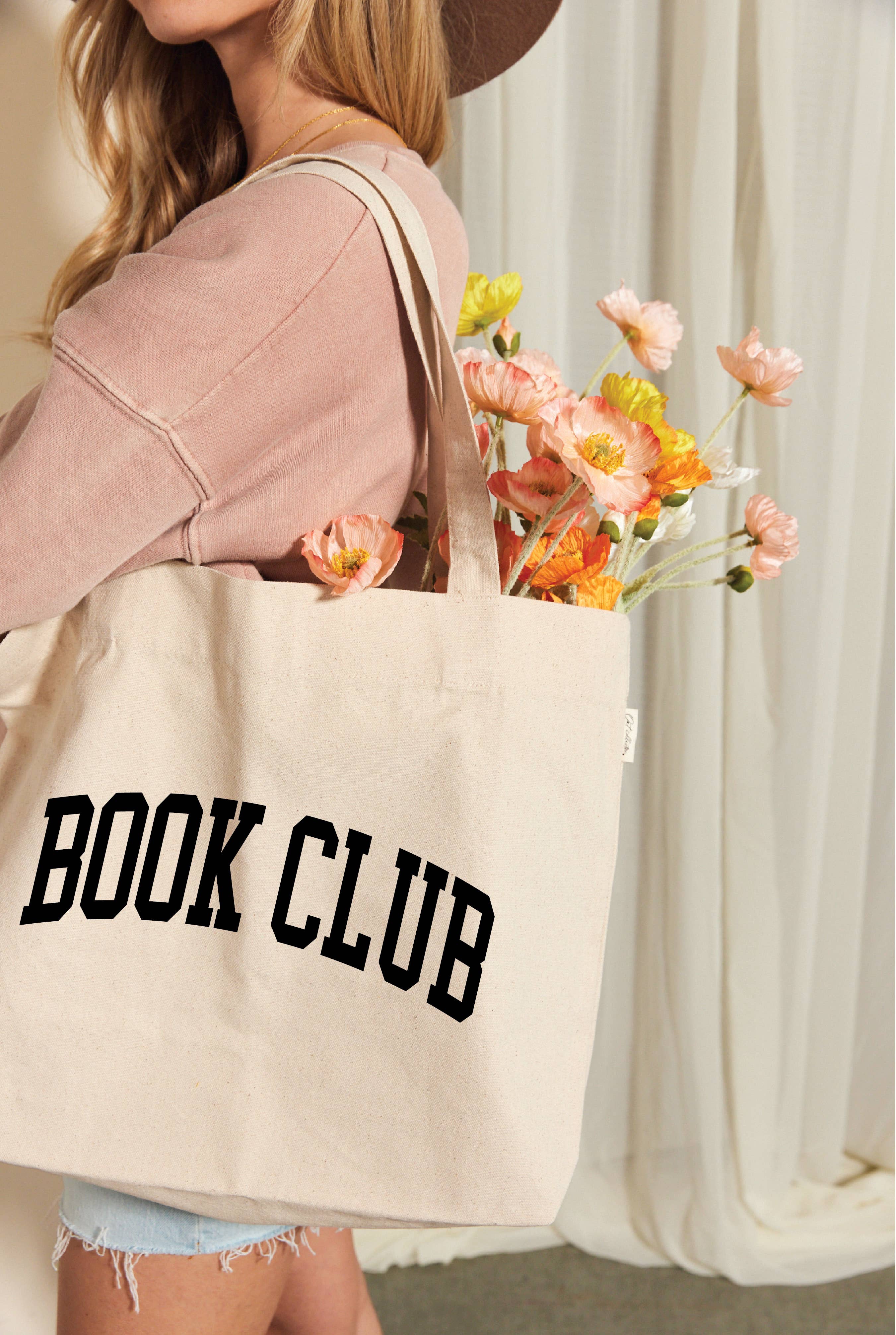 BOOK CLUB Canvas Tote Bag: NATURAL, ONE SIZE