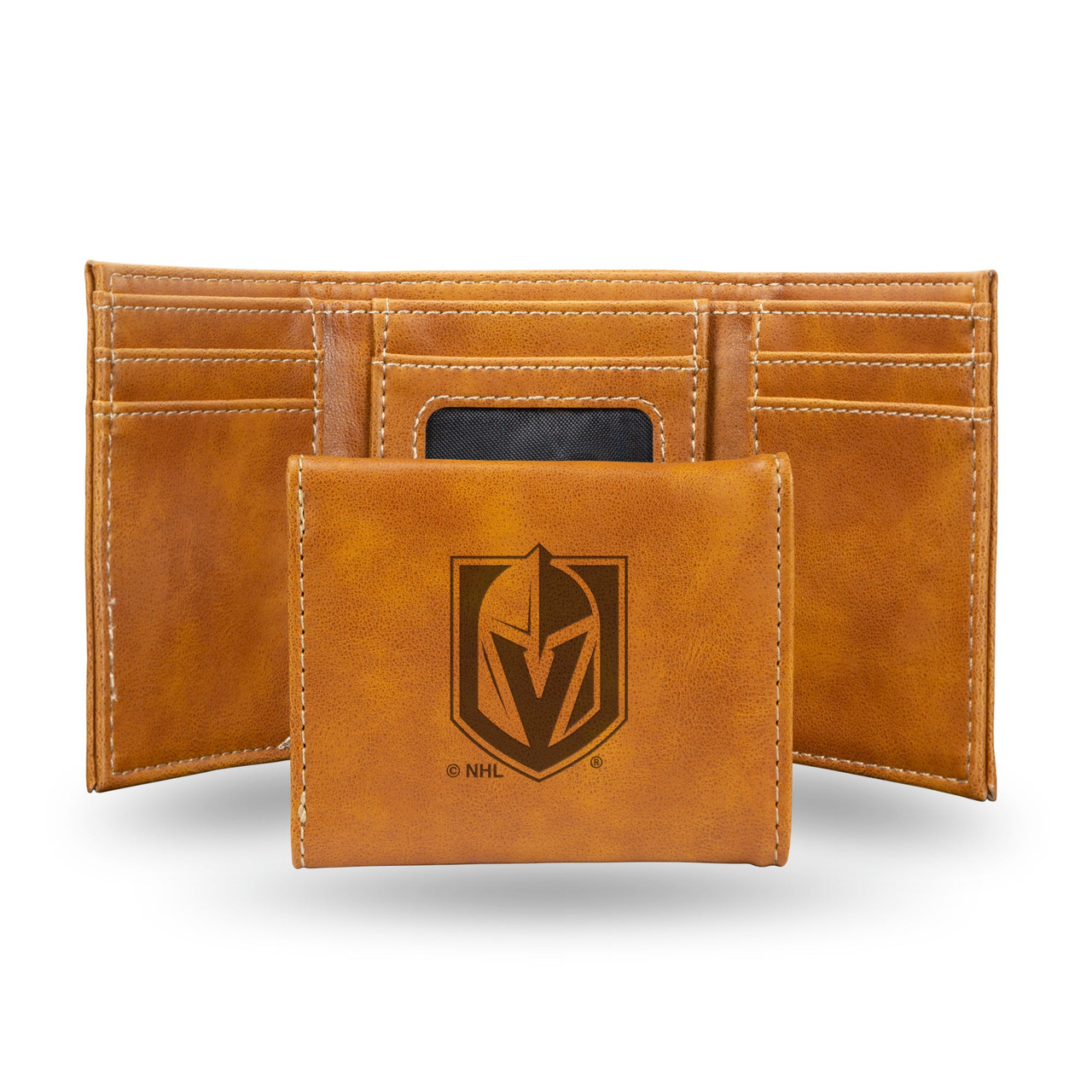 Vegas Golden Knights Laser Engraved Trifold Leather Wallet