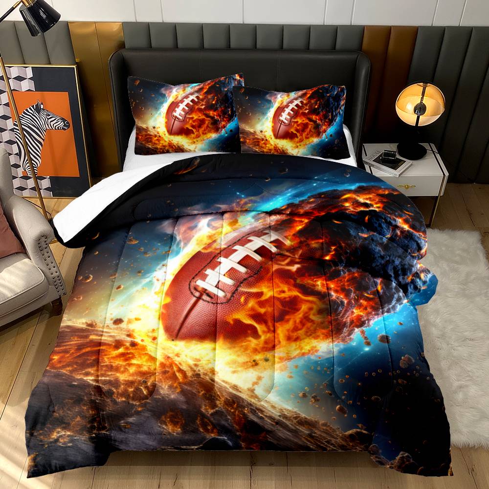 Inferno Touchdown Football Quilt Set
