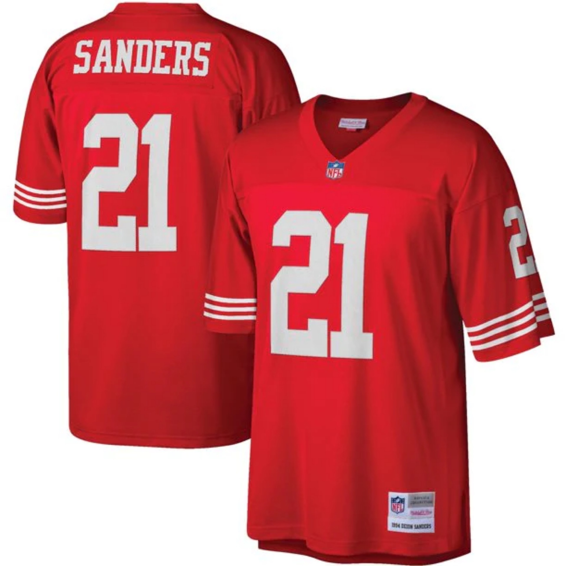 San Francisco 49ers 1994 Deion Sanders #21 Red Mitchell and Ness Jersey