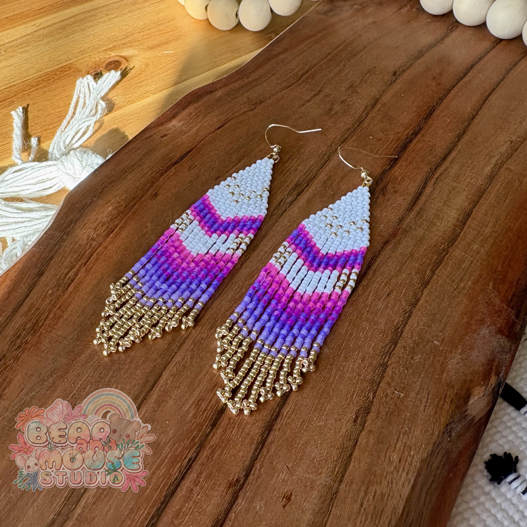 Purply Pop Chevron Fringe Earrings preview image