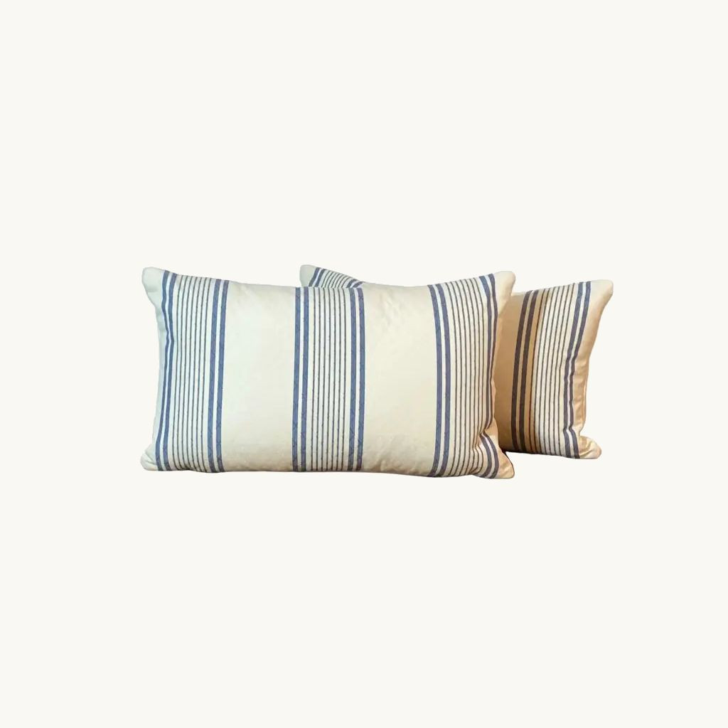 Quilted Navy & Cream Stripe - Vertical