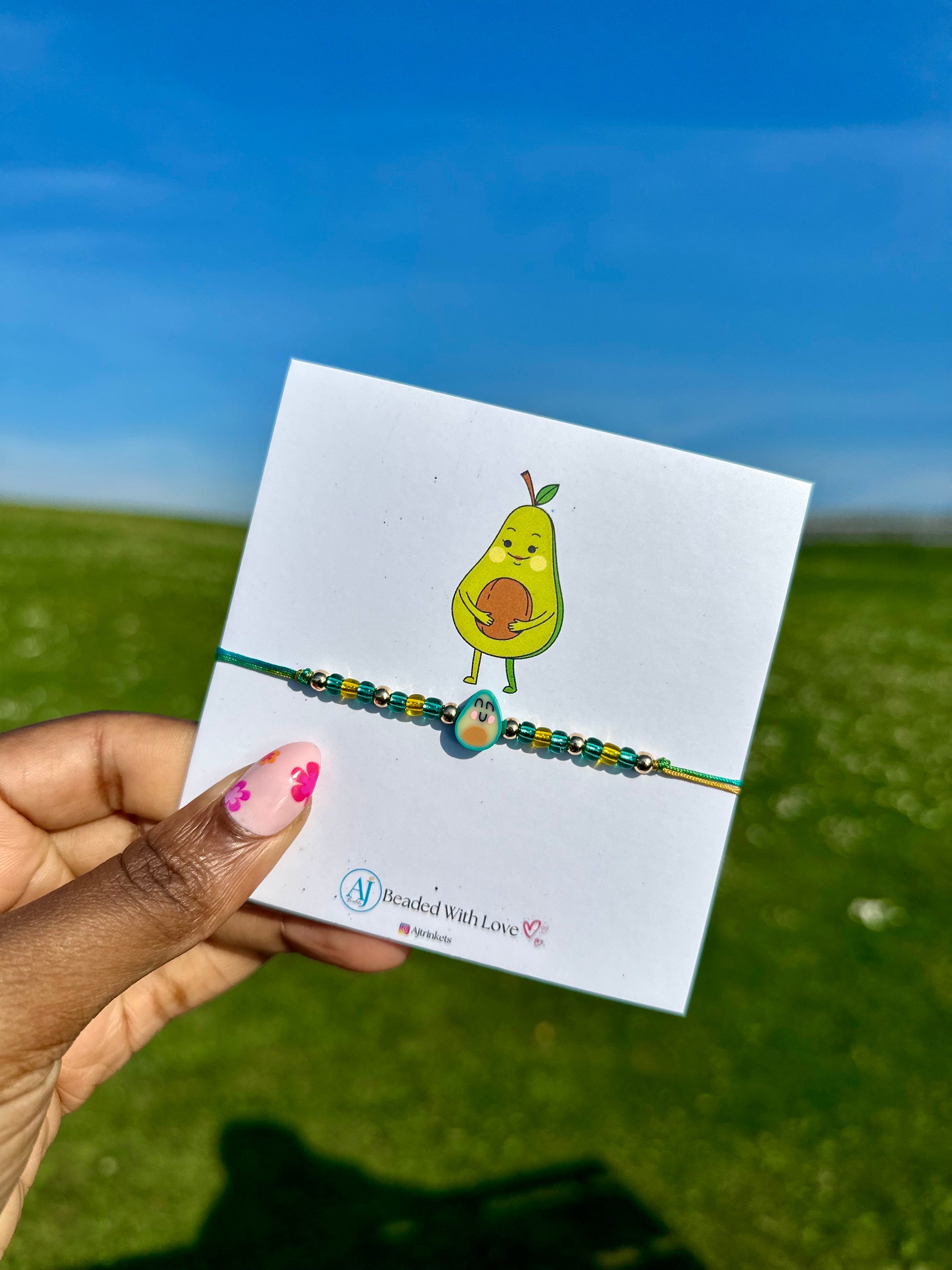 Handmade Avocado Charm Wish Bracelet: Adjustable Friendship Jewelry, Mother’s Day Gift view 2