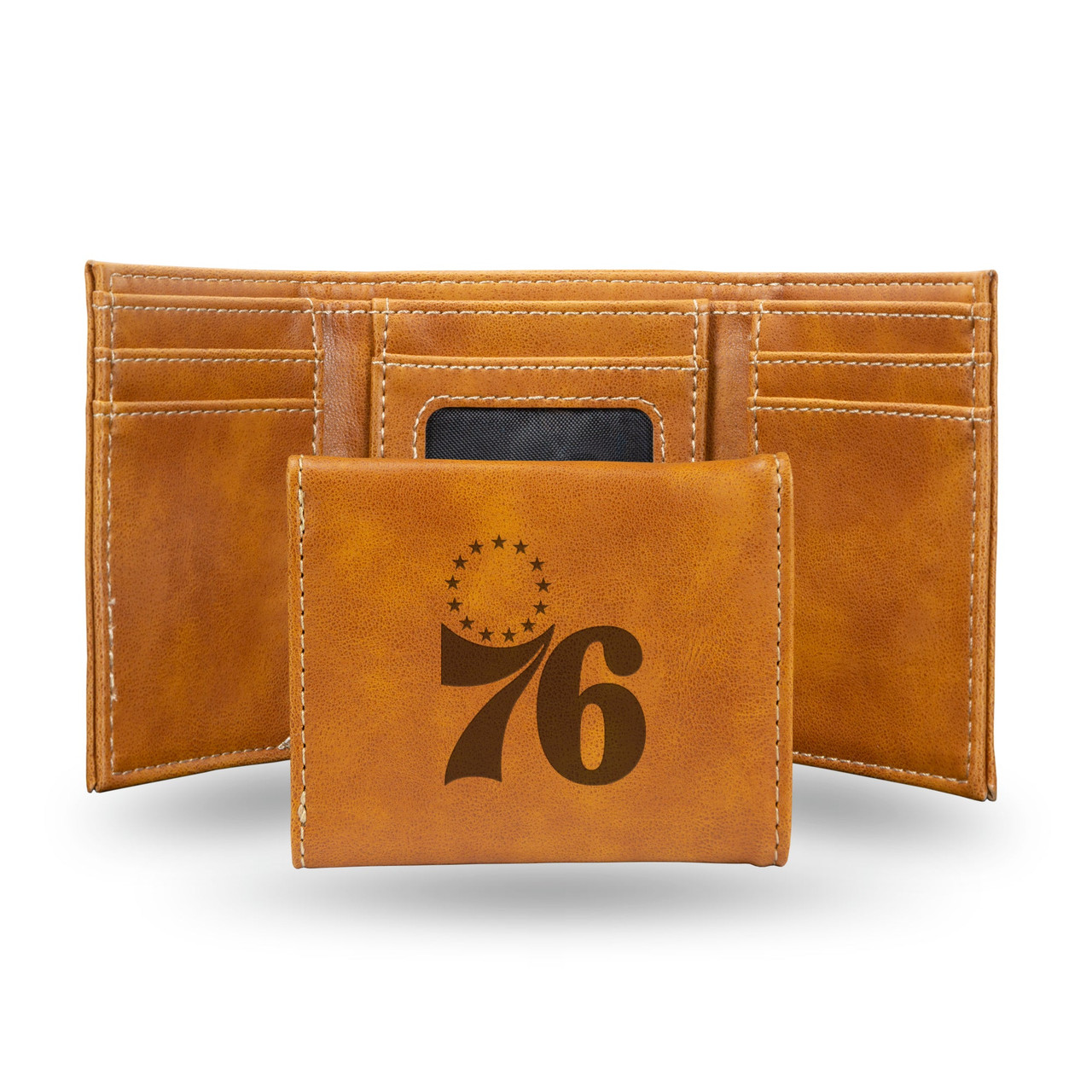 Philadelphia 76ers Laser Engraved Trifold Leather Wallet
