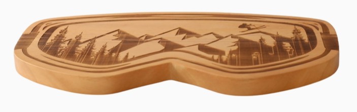 Ski Goggles Wood Cutting & Serving Board