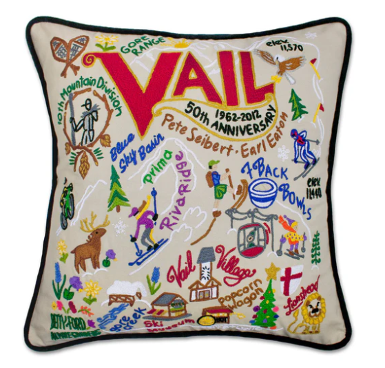 Vail Hand-Embroidered Pillow Catstudio