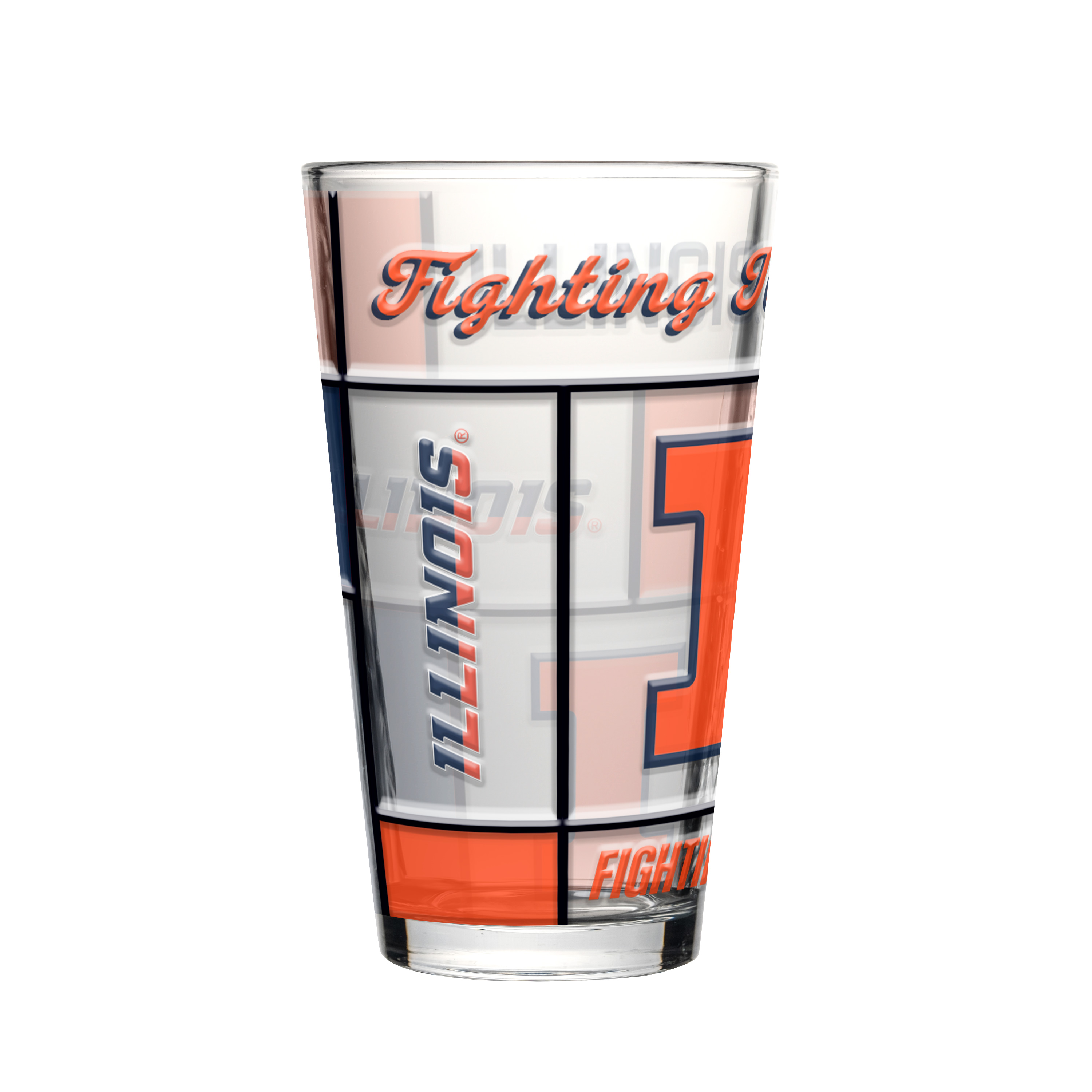 Illinois Fighting Illini Boxed Quilted Stained Pint Glass 16oz