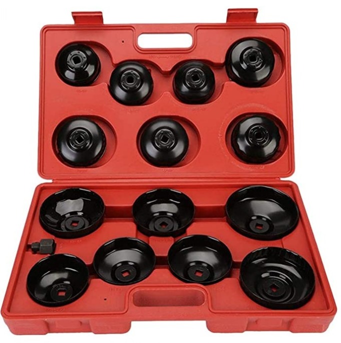 Oil Filter Wrench Set Universal Aluminum Alloy Removal Cap Cup Socket Tool 14pcs/Set