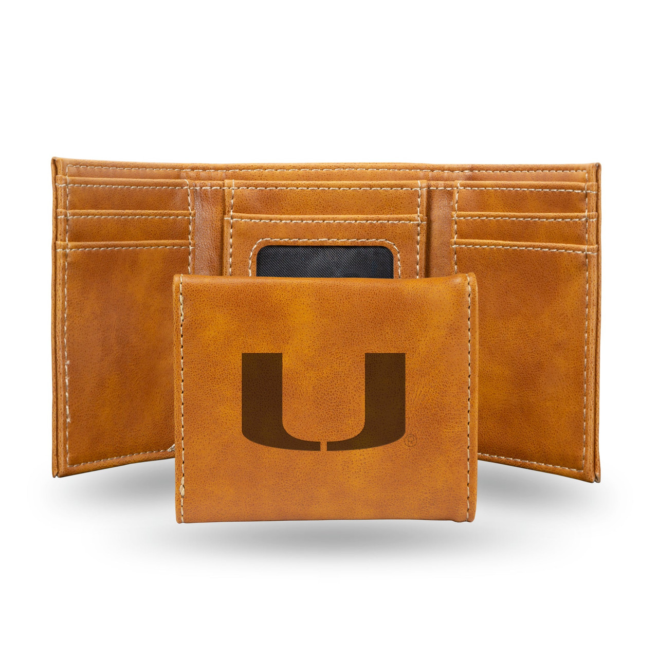Miami Hurricanes Laser Engraved Trifold Leather Wallet