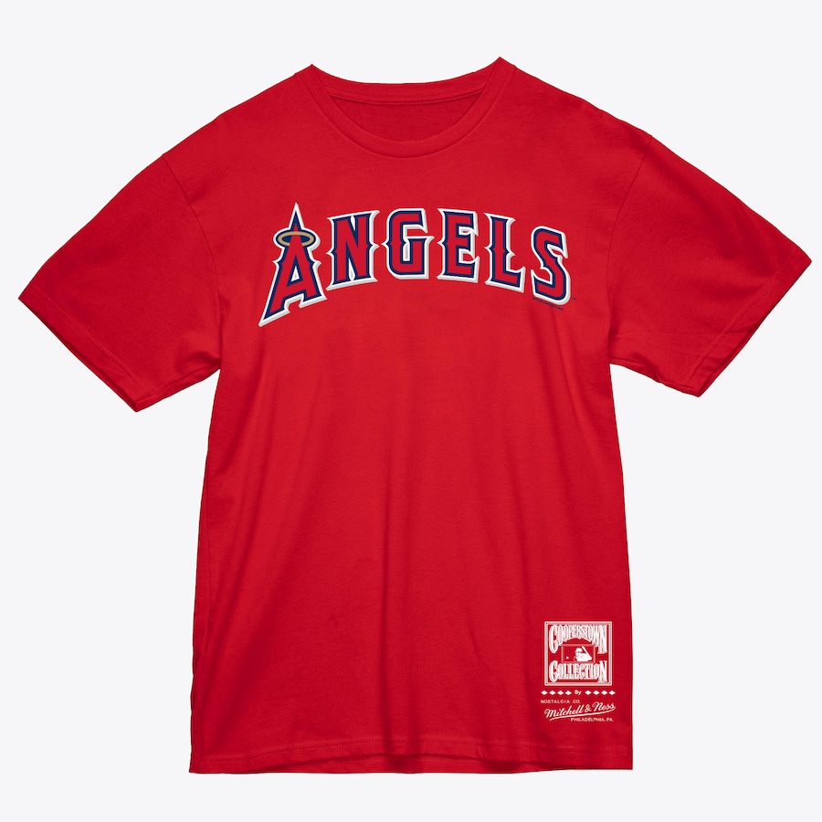 Los Angeles Angels Red Mitchell and Ness Wordmark Shirt