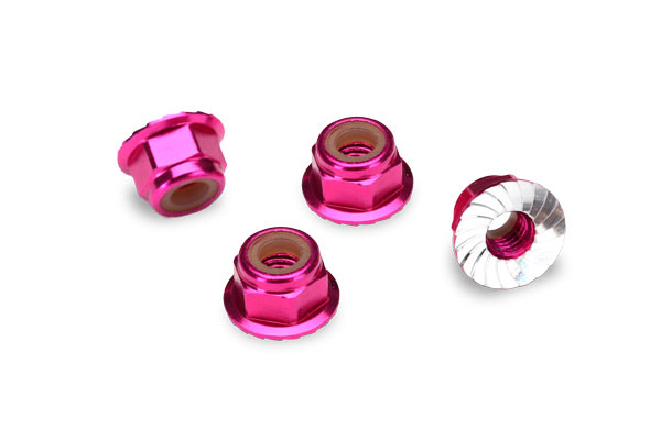 Nuts 4mm Flanged Lock Pink 1747P