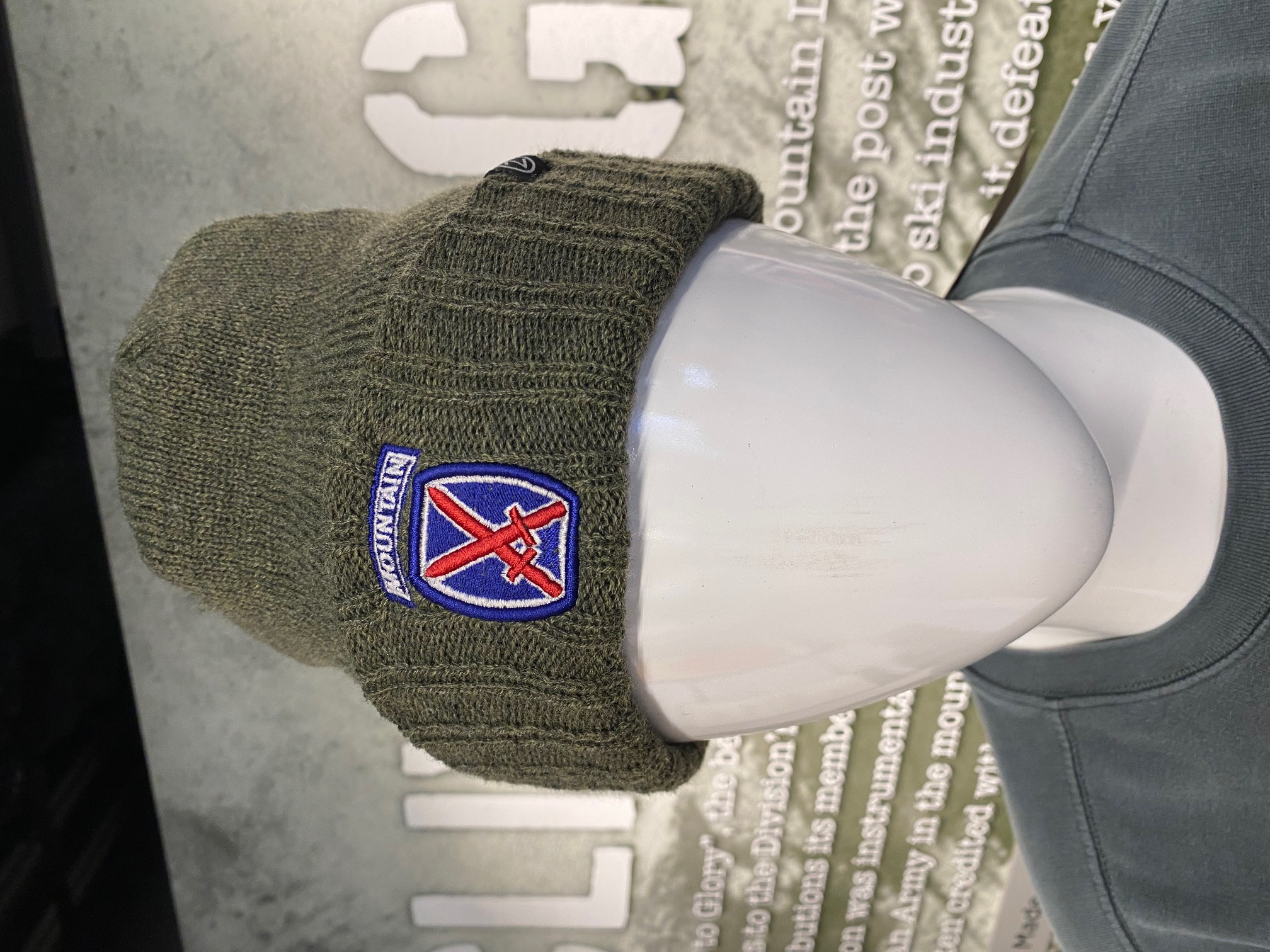 10th Mountain Division Army Green Knit Cuff Beanie
