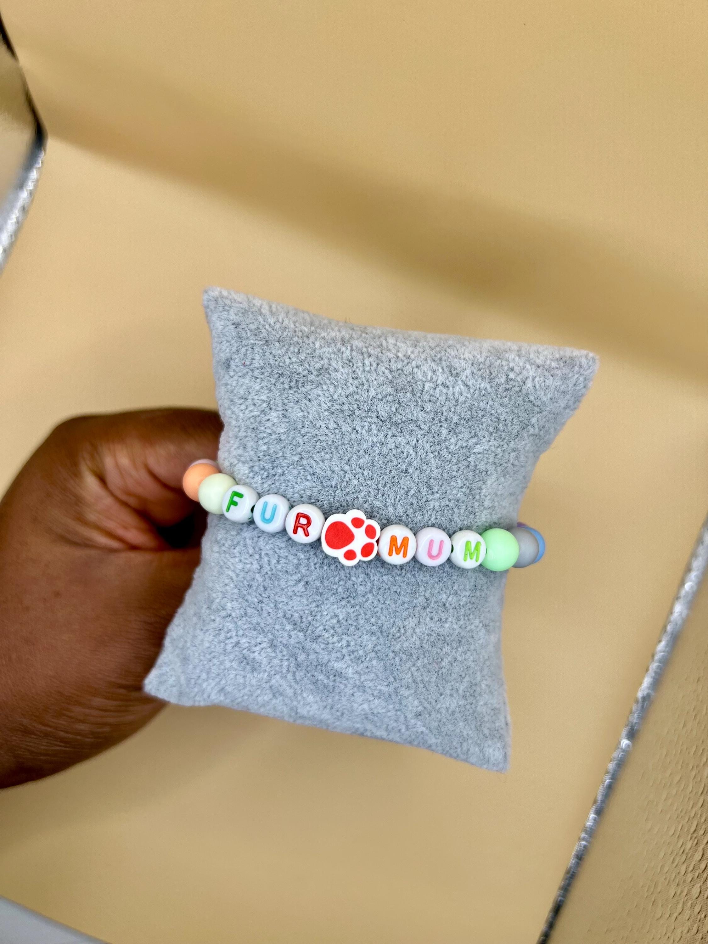 Personalized Paw Print Bracelet: Colorful Beaded Pet Lover Gift view 3