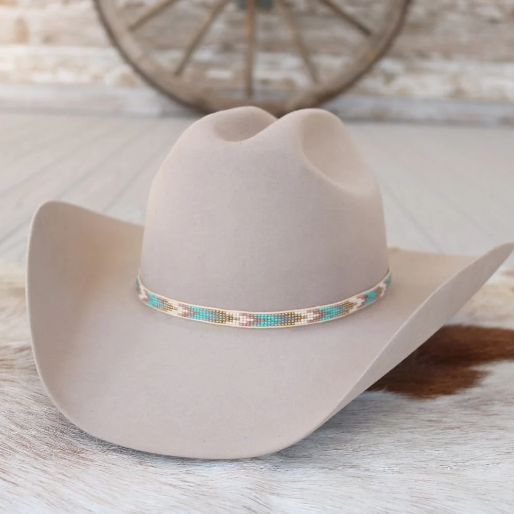 Willow - Blue Chevron Beaded Hat Band