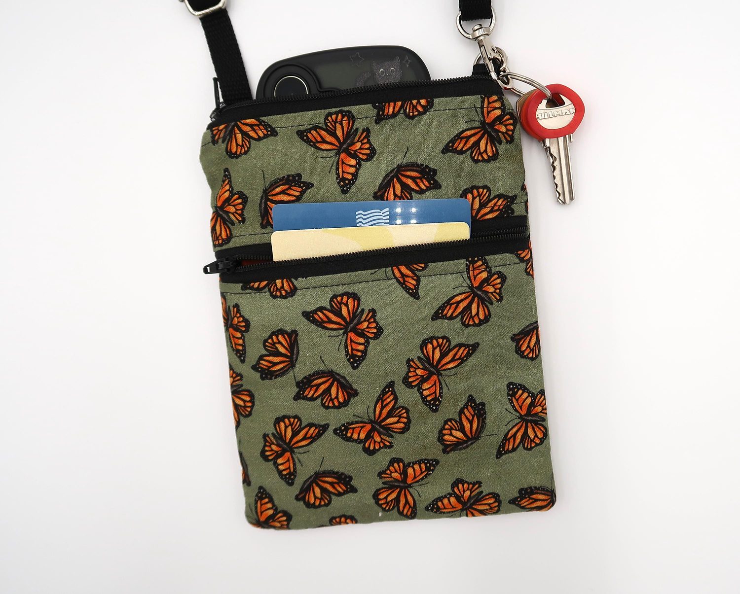 Small Crossbody Bag – Monarchs on Sage, photo 3 of 6