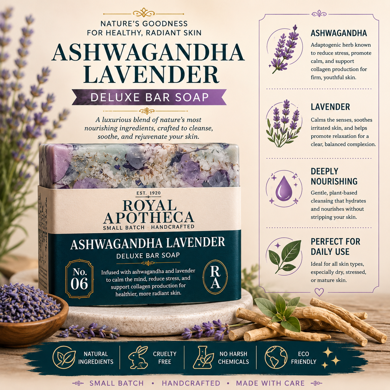 Ashwagandha Lavender - No.06 - Deluxe Bar Soap