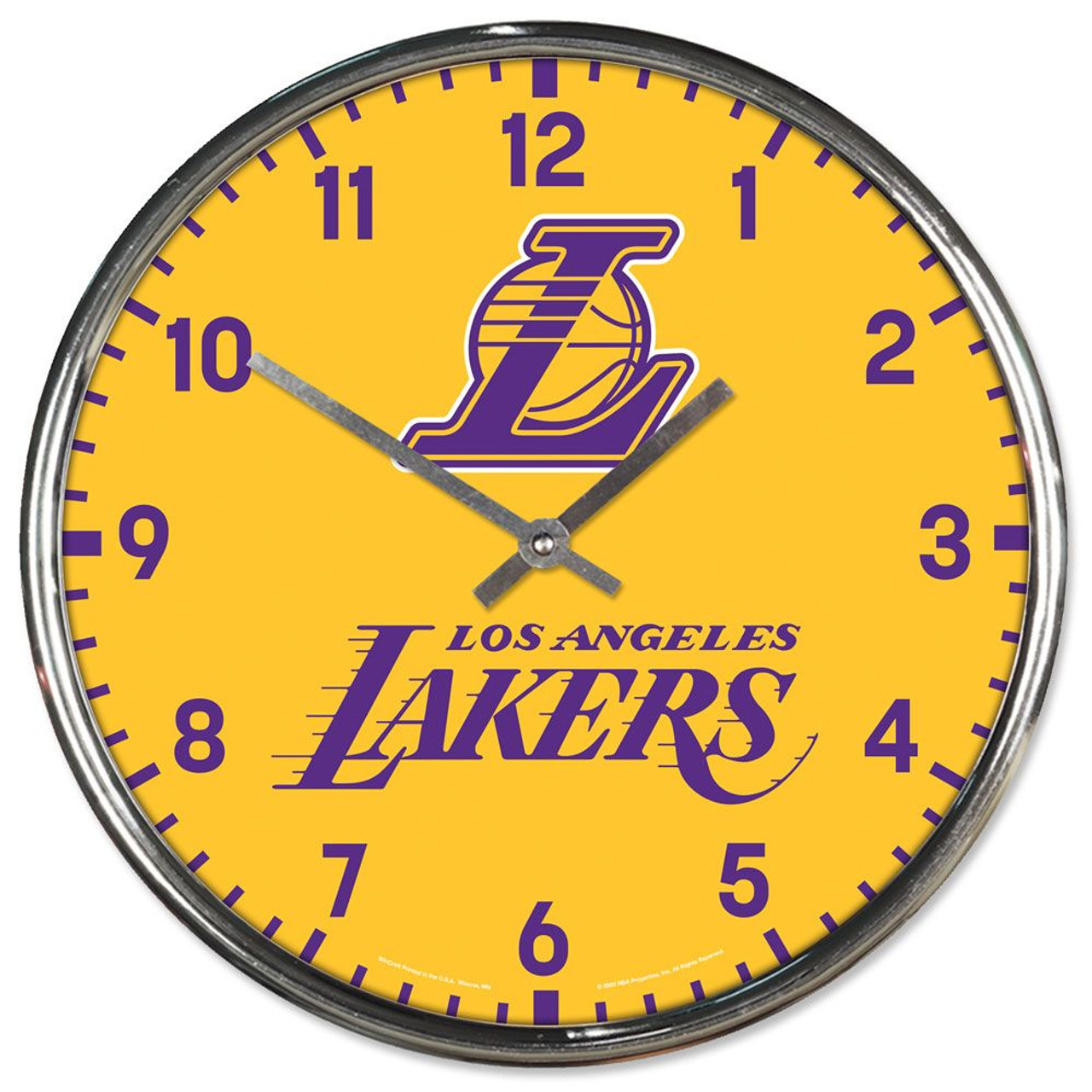 Los Angeles Lakers Round Chrome Wall Clock