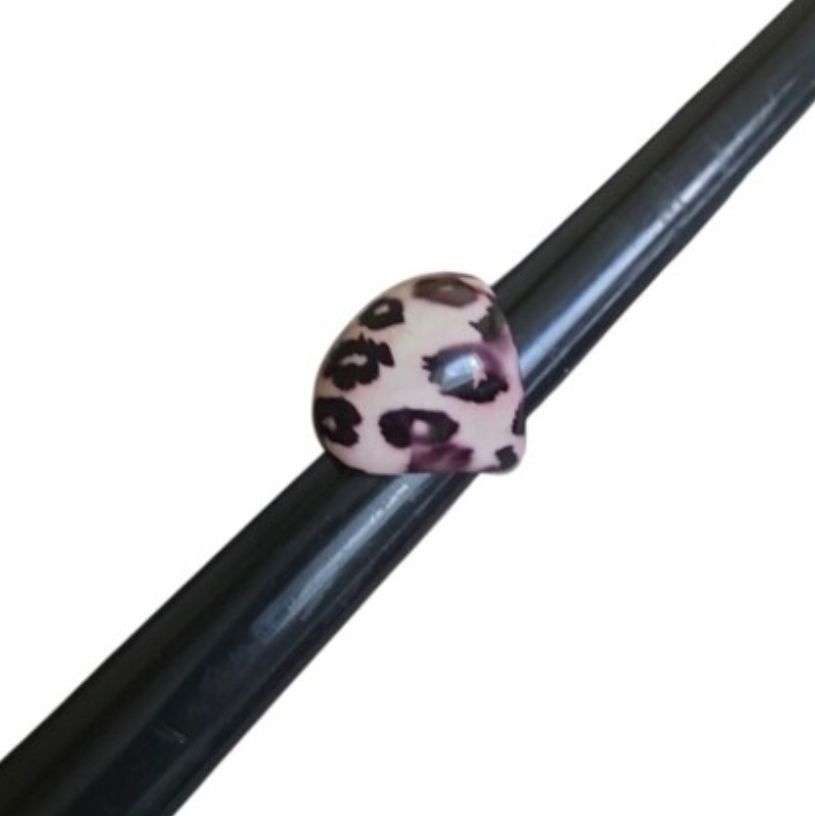 Size 8 Pink Leopard Print Dome Ring