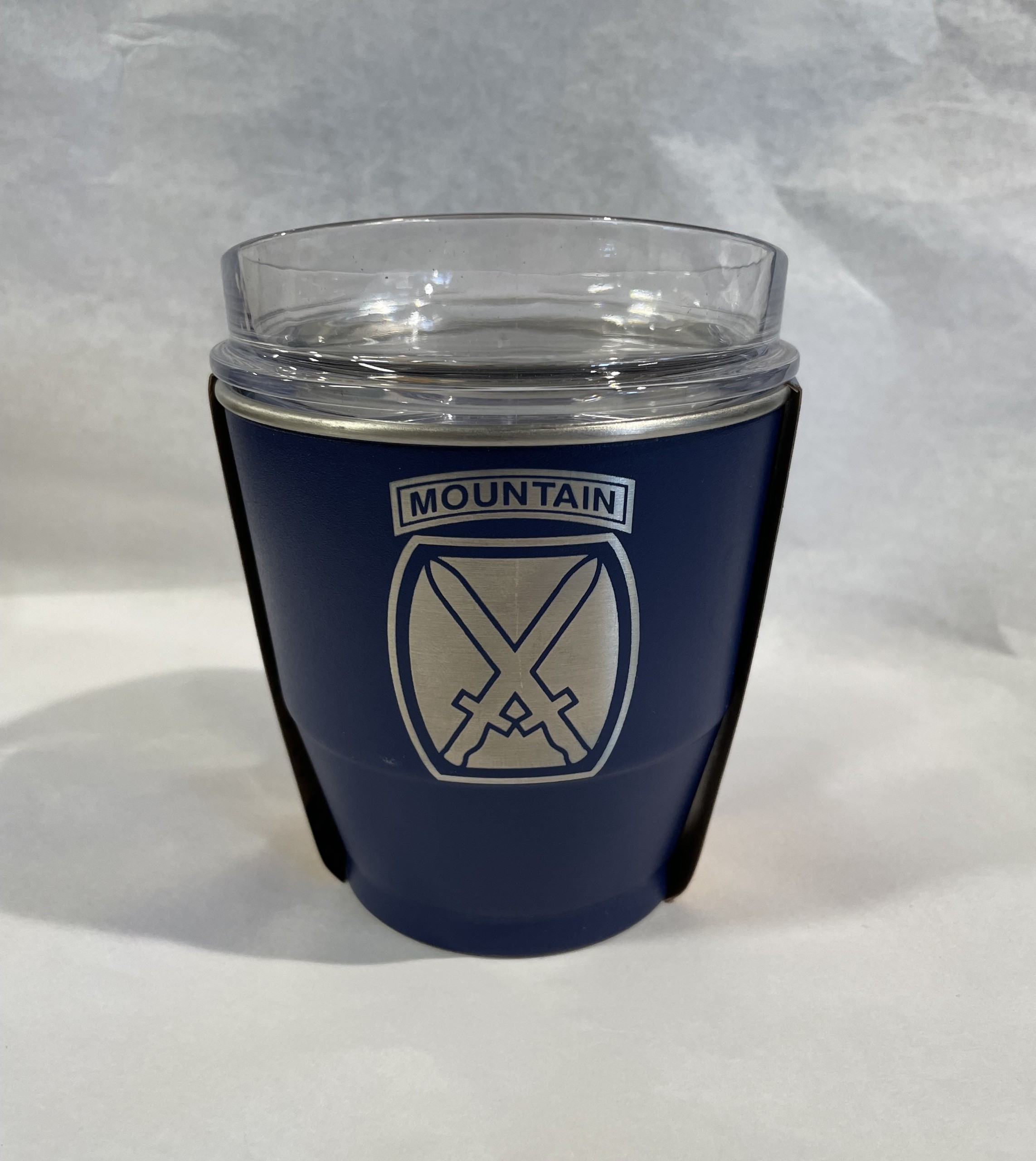 Wine and Whiskey Sip and Stacker with 10th Mountain Divison Logo