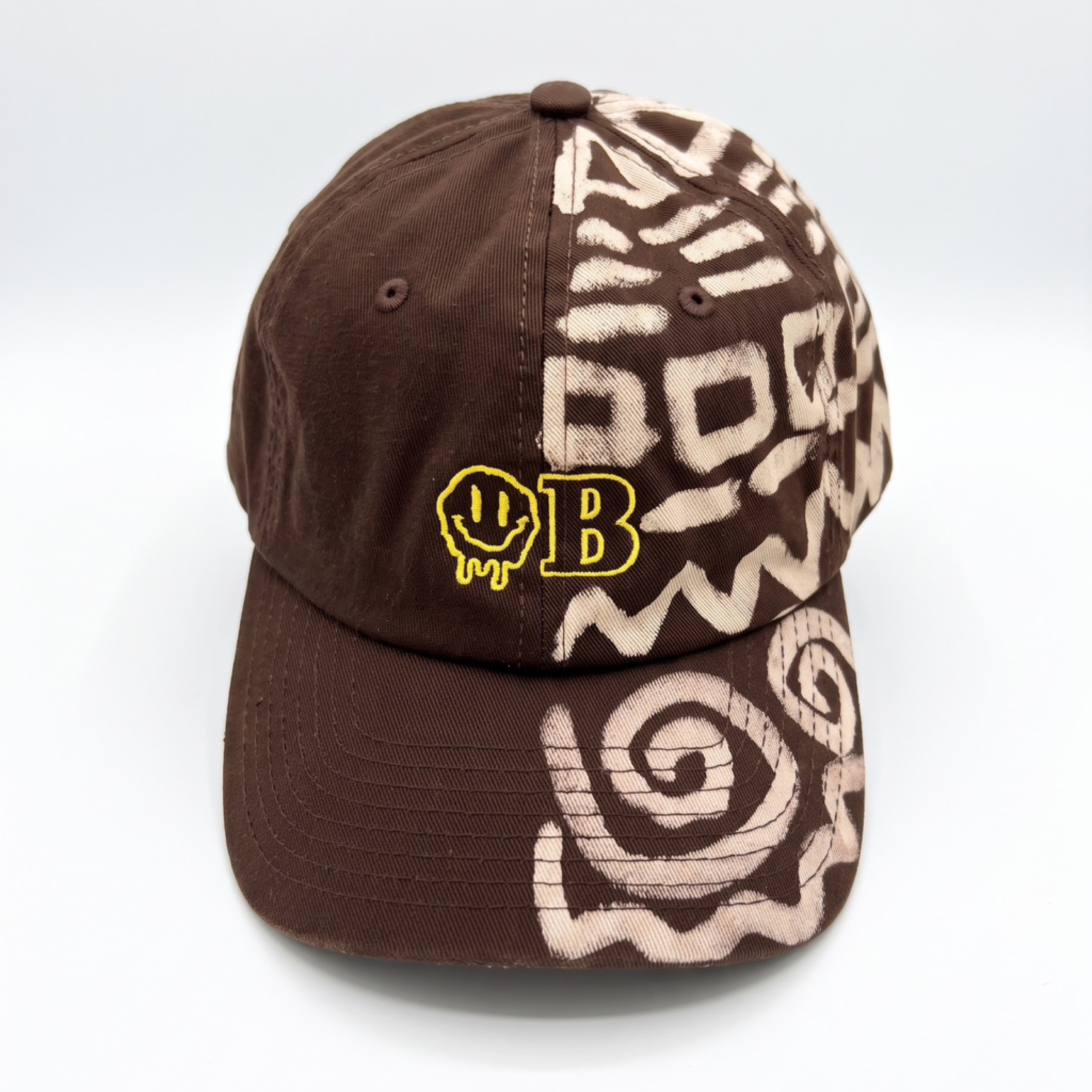 OB Drip Baseball Cap Brown Hand Painted