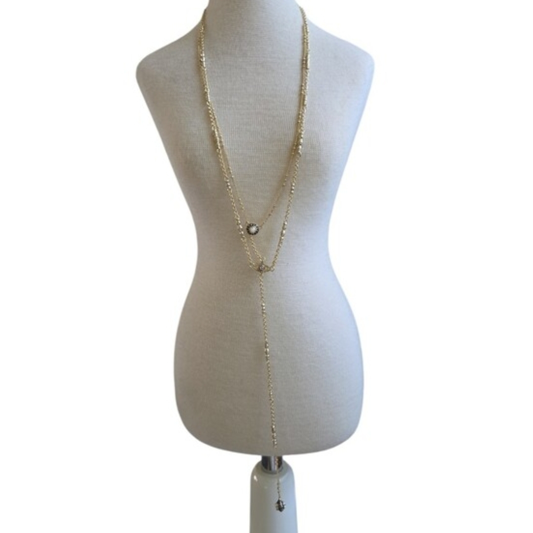 Kendra Scott Coby Multi Strand Necklace Opalite Y Strand Evil Eye Pendant 34"
