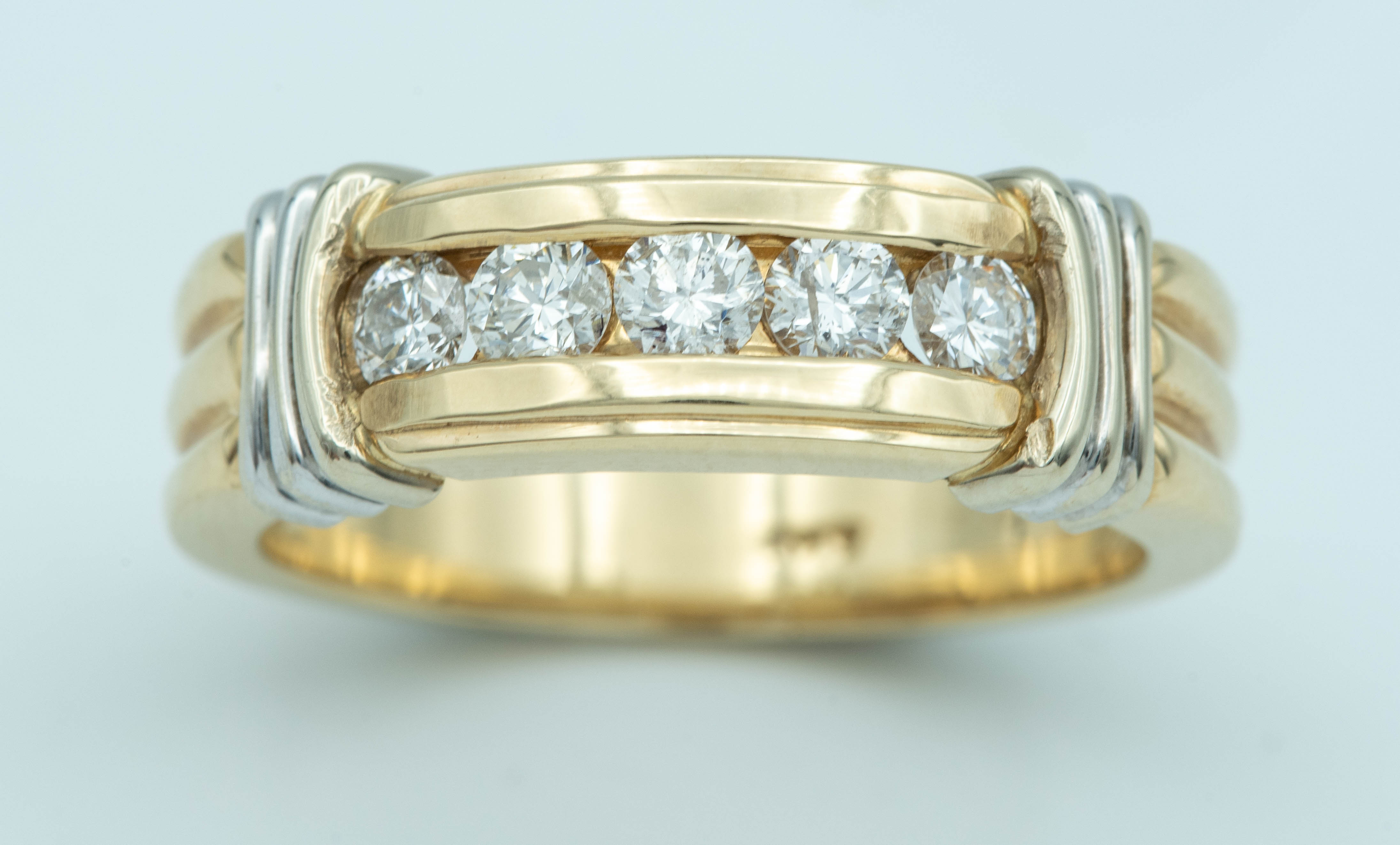 Diamond Buckle Wedding Band in 2 Tone 14K