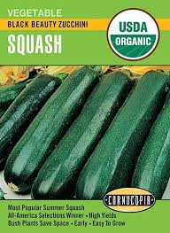Black Beauty Zucchini Squash Seed Pack, Organic