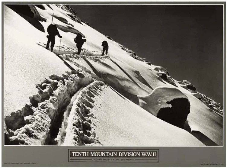 10th Mountain Skiing up Mt Holy Cross Poster 16"x22"