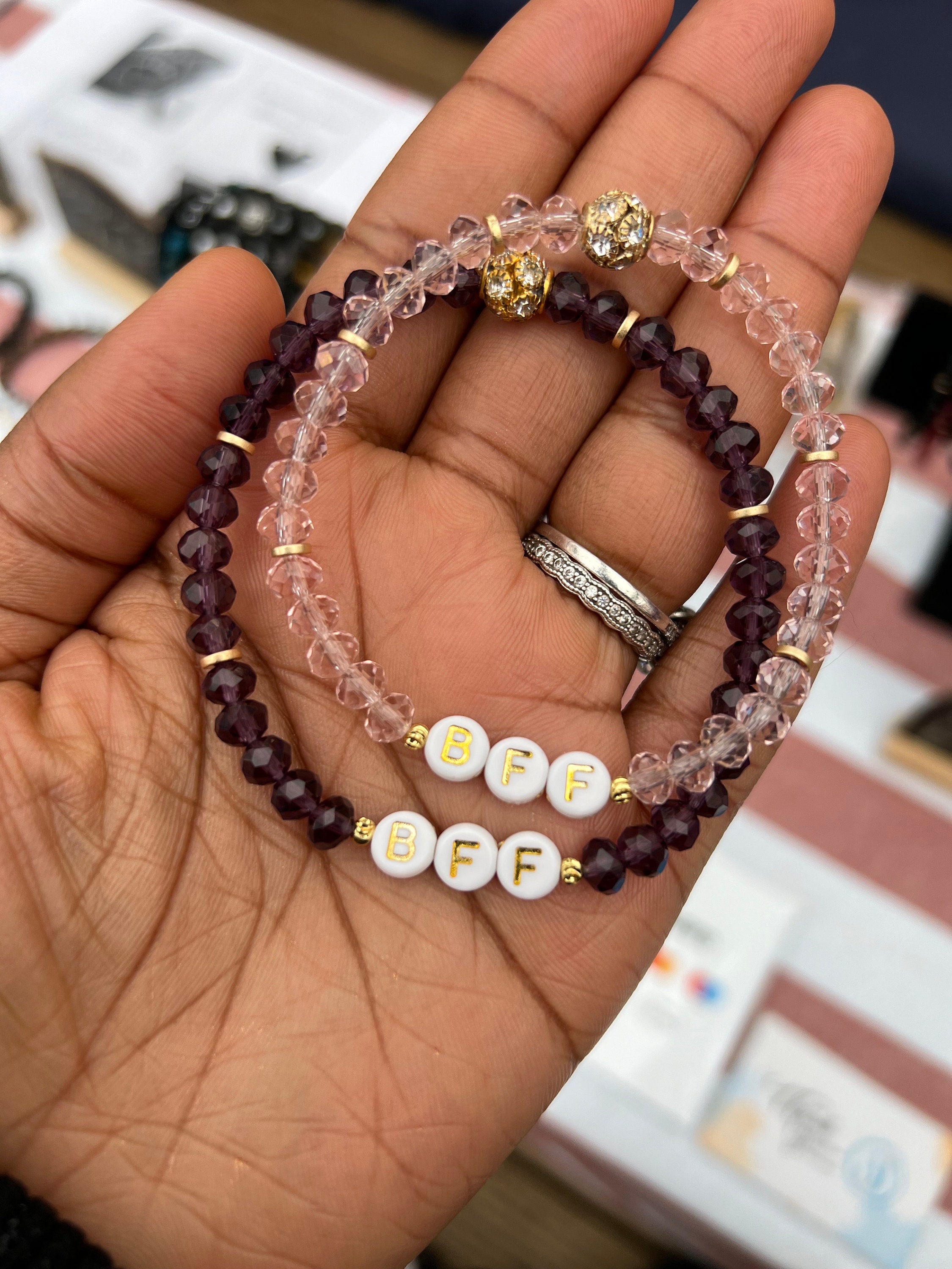 Crystal Rondelle Beaded Bracelet: Personalized Name or Number Jewelry view 2