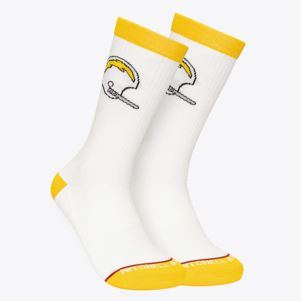 Los Angeles Chargers Retro Mitchell and Ness Touchback Crew Socks