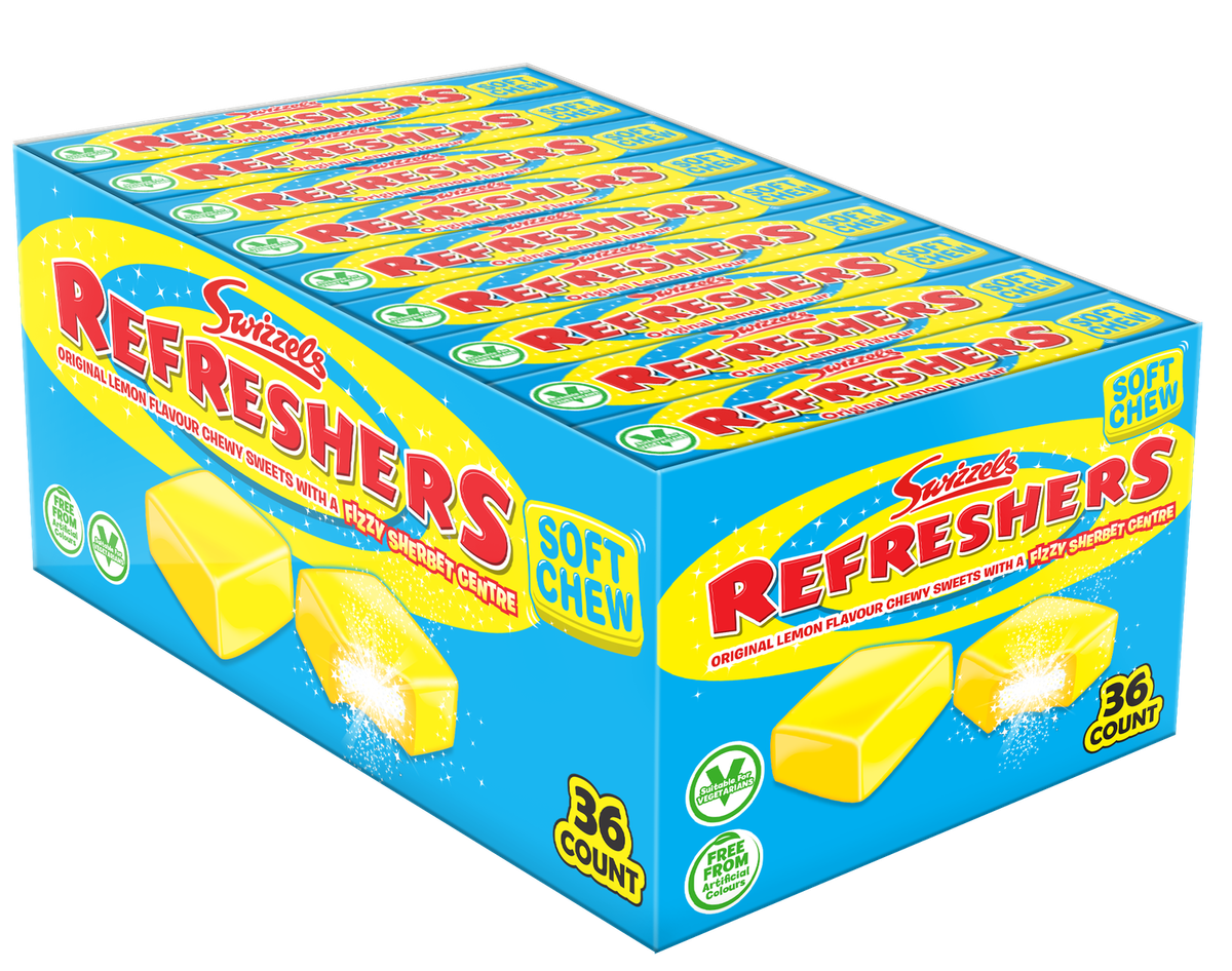 Swizzels UK Import Refresher Lemon Sherbert Chewy Bar 43g 36 ct Tray