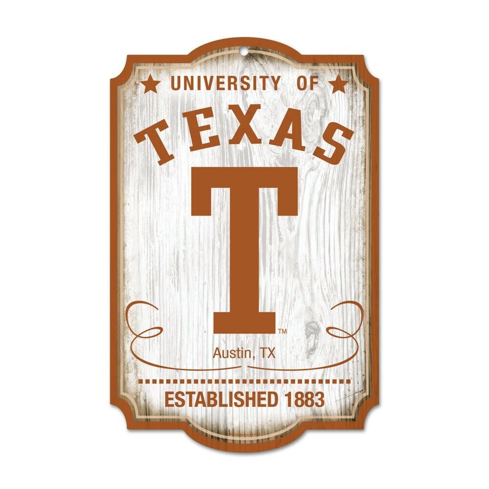 Texas Longhorns Vault Wood Established Sign