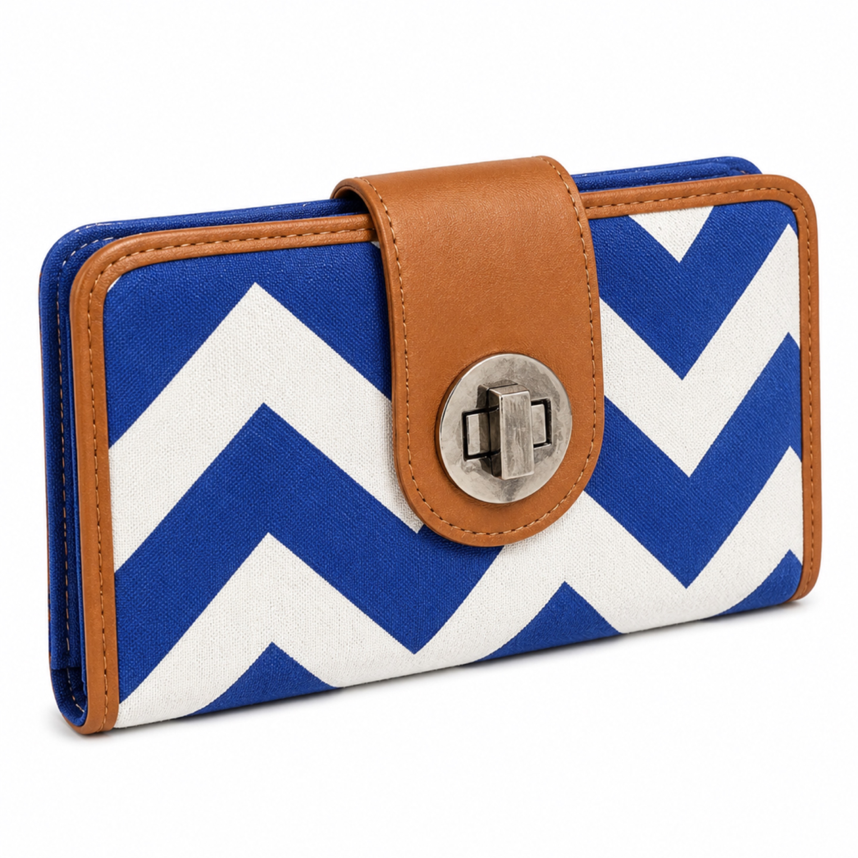 Blue Chevron Snap Closure Wallet