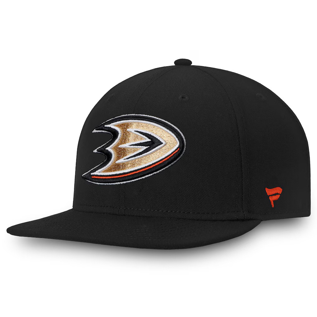 Anaheim Ducks Black Retro Core Fanatics Fitted Hat