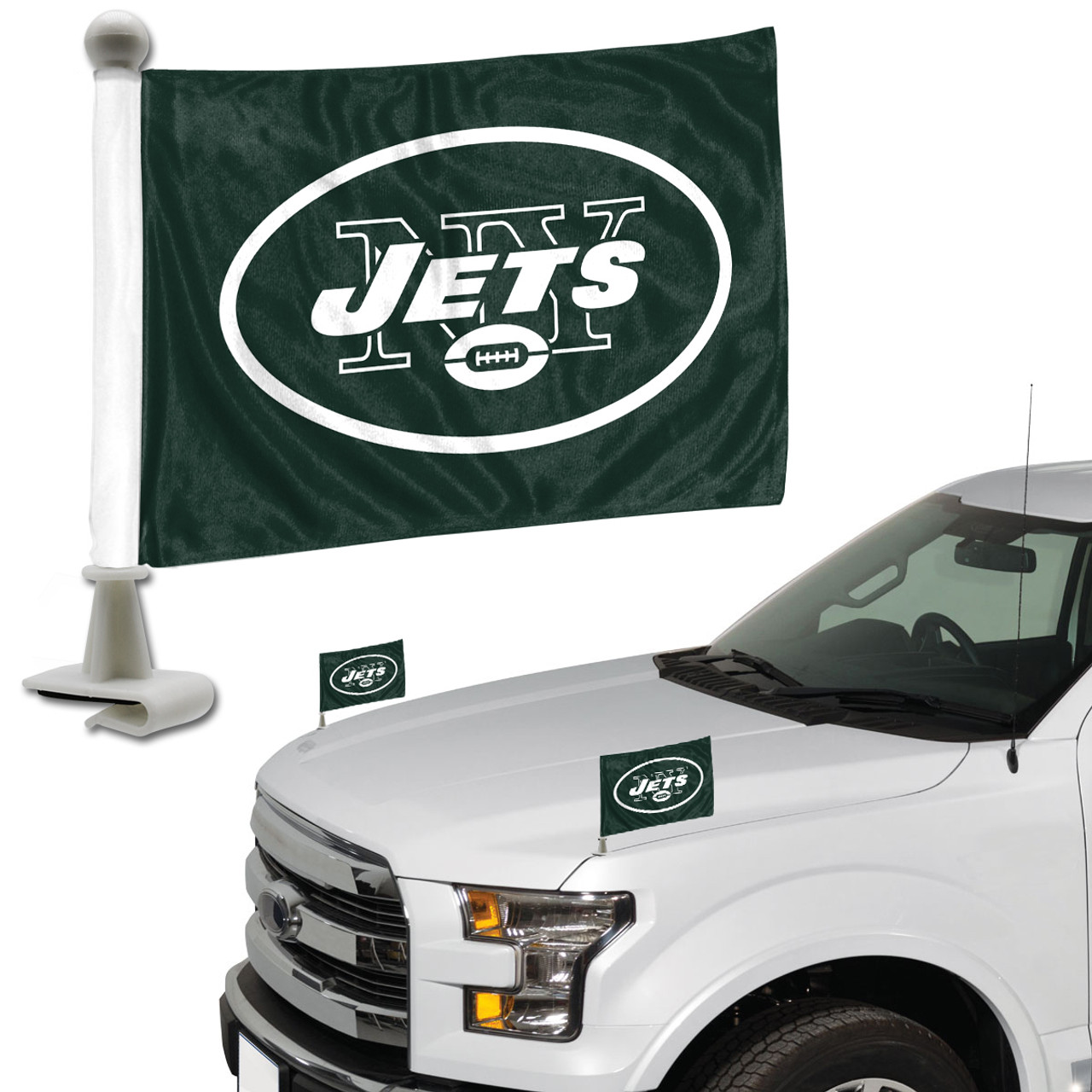 New York Jets Ambassador Car Flags Set