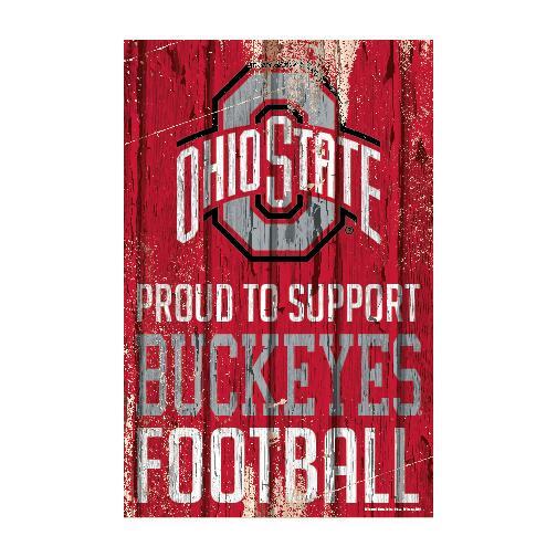 Ohio State Buckeyes Proud to Support Wooden Sign 11x17"