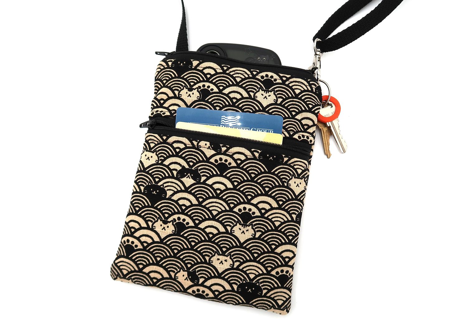 Small Crossbody Bag – Fuku Cats in Waves, photo 4 of 4