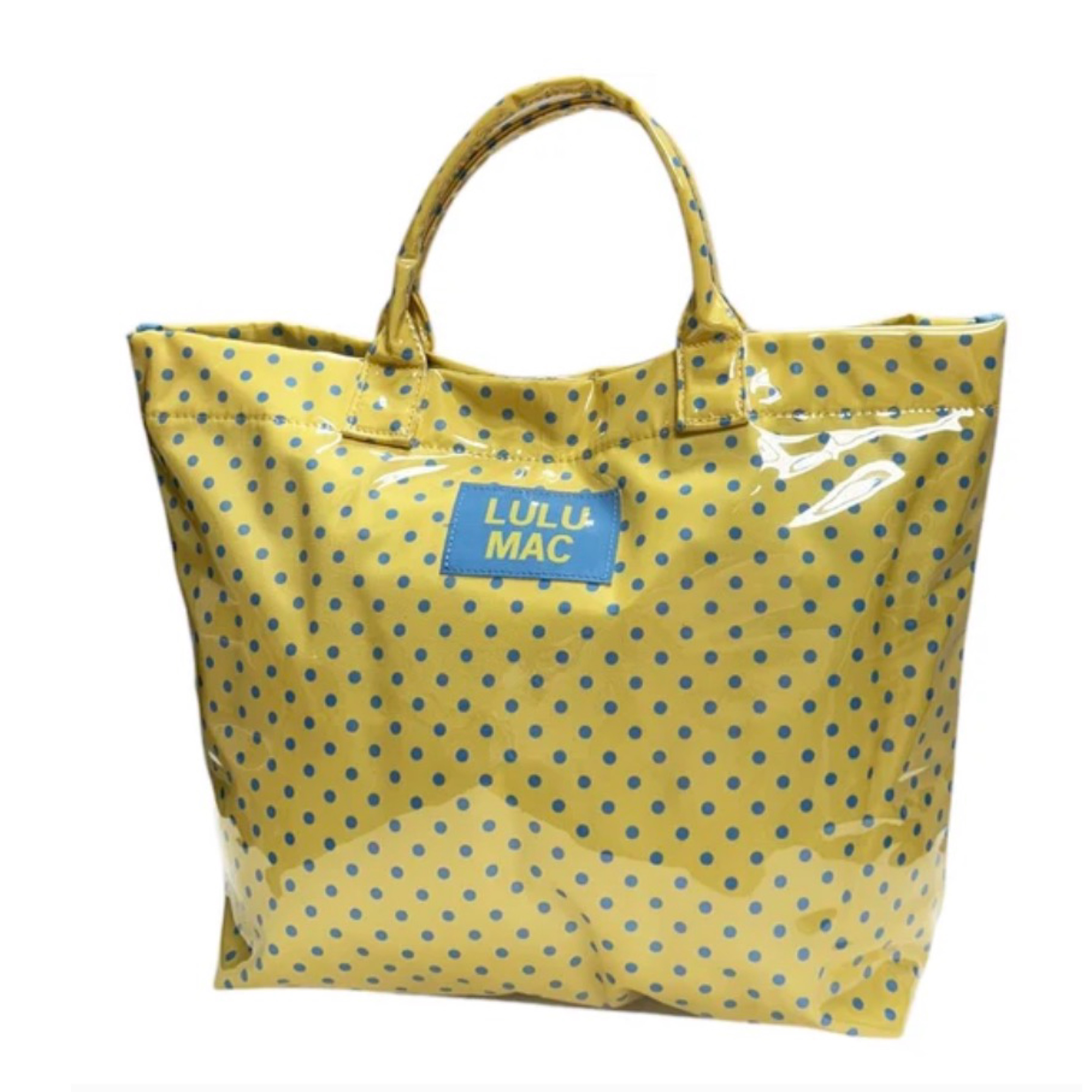 LuluMac tote butter/blue polka dot — Bama Tan boutique, Tuscaloosa AL