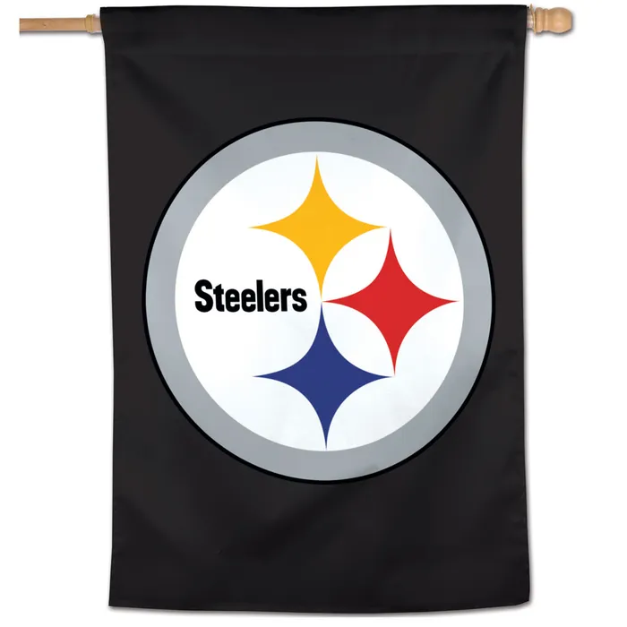 Pittsburgh Steelers Black Primary Logo Vertical House Flag 28x40"