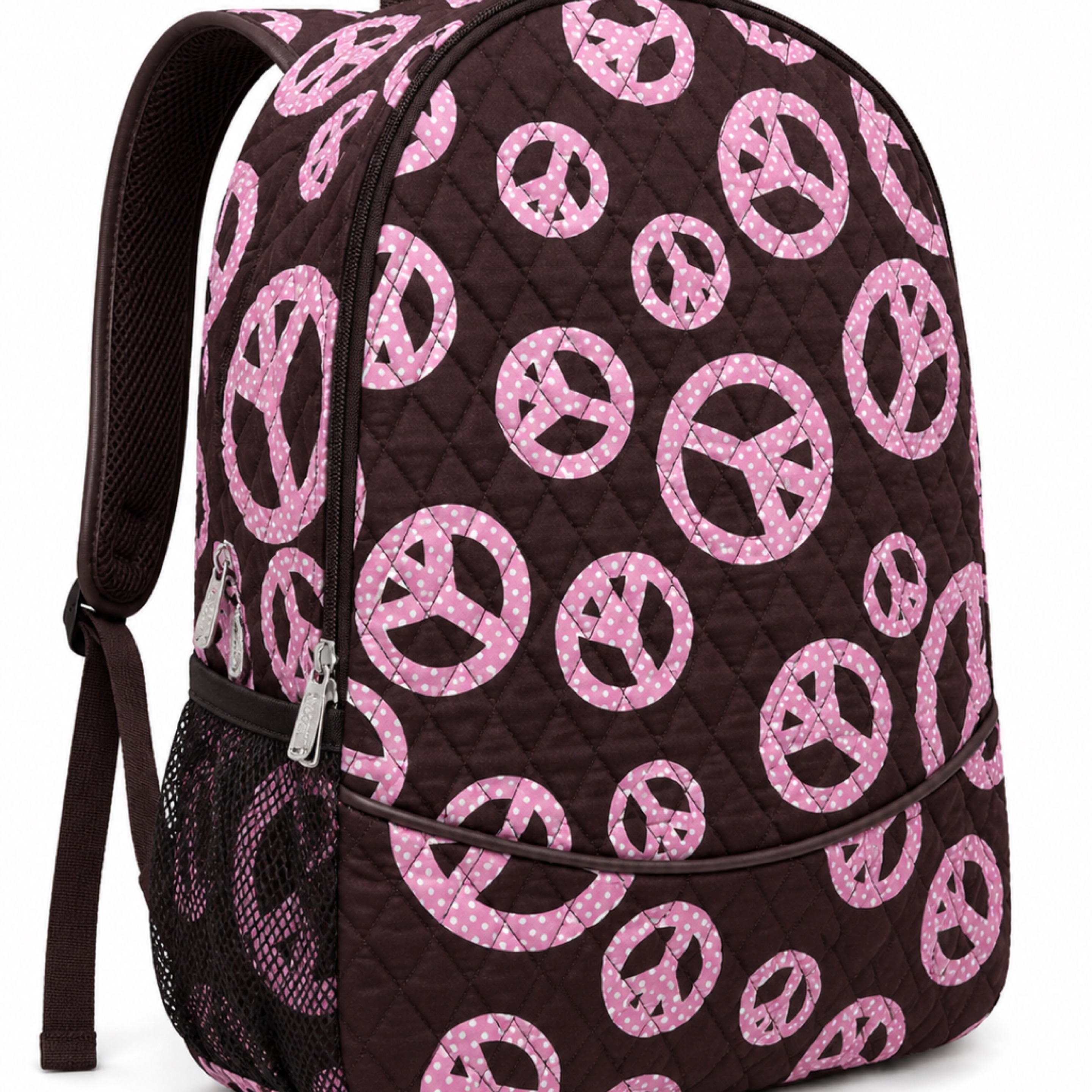 Quilted Peace Sign Backpack
