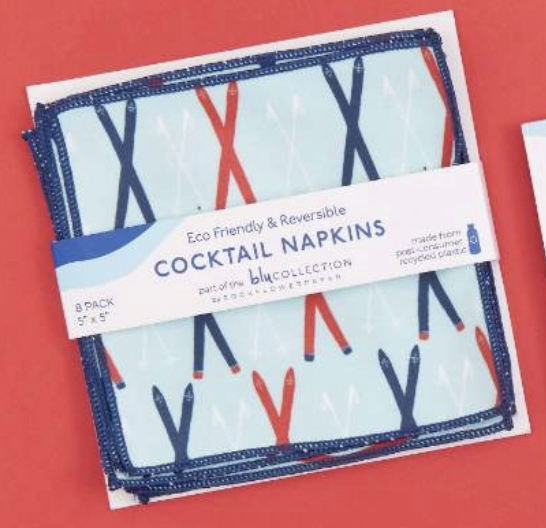 Ski Vacation Reusable Eco Cocktail Napkins: Set of 8