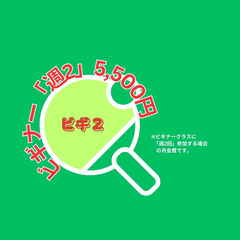 【月会費】ビギナークラス週「2回」参加
