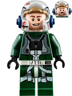 Sw1092 Rebel Pilot A-wing (Open Helmet, Dark Green Jumpsuit, Smile / Scared) (Arvel Crynyd)