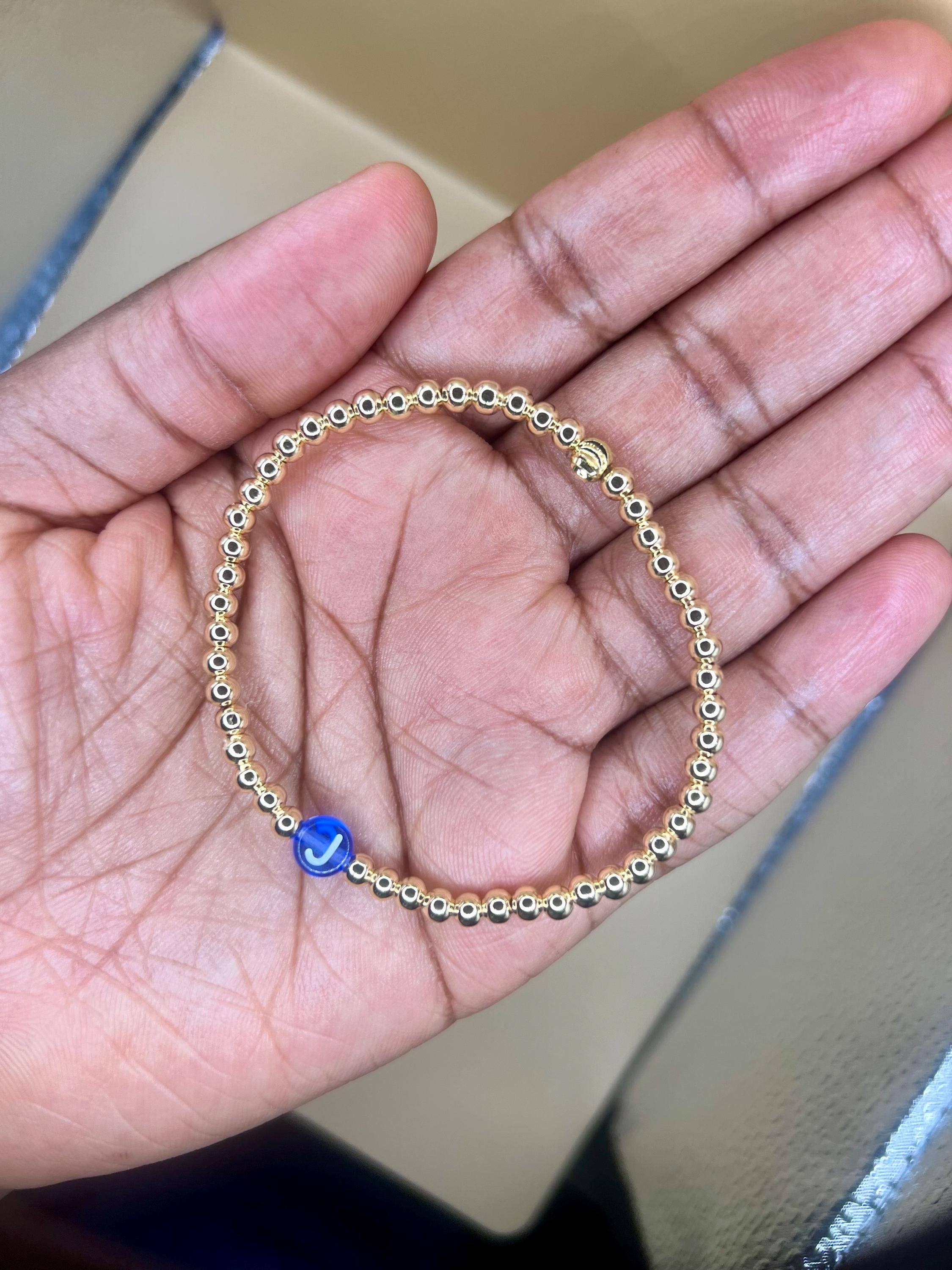 Custom Name initial Bracelet: Personalized Beaded Word Bracelet view 2