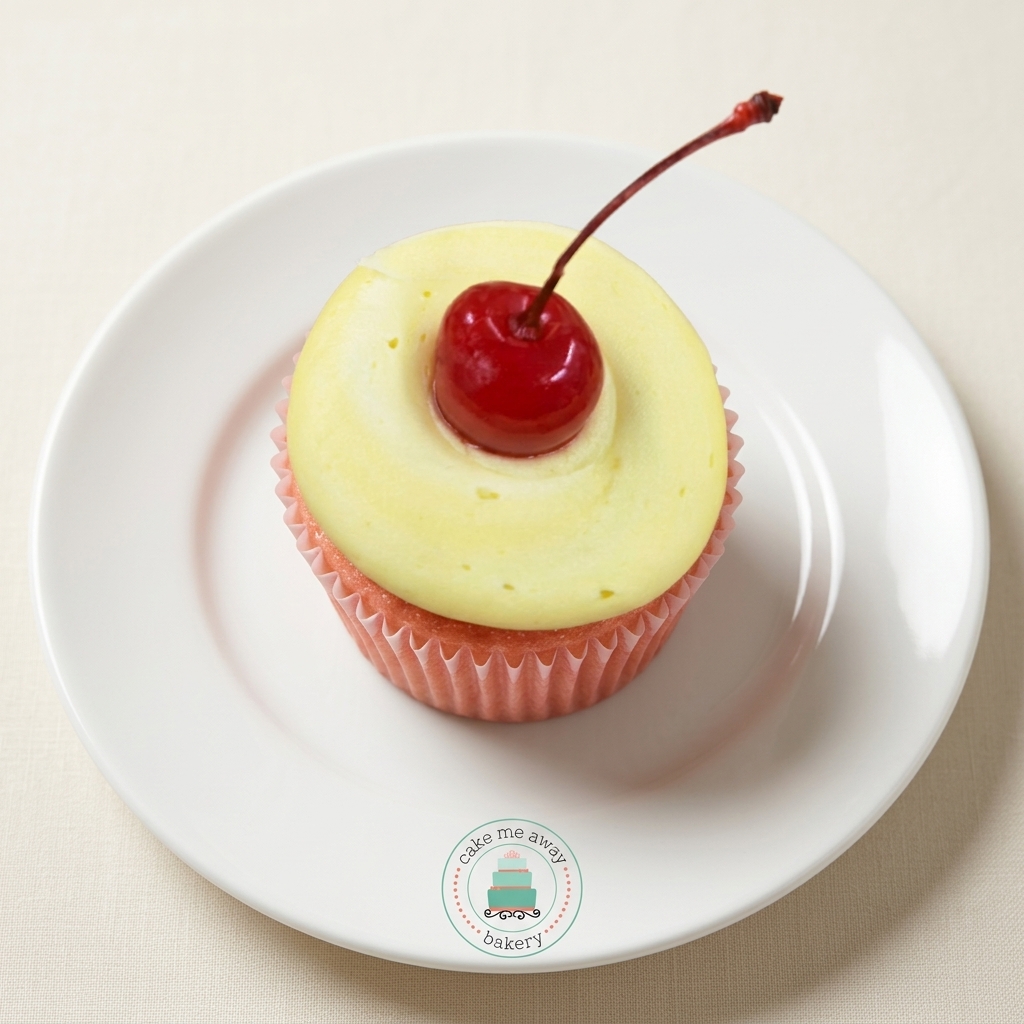Single Cherry Lemon Cupcake