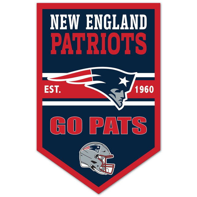 New England Patriots Chevron Wood Banner Sign 11x17"