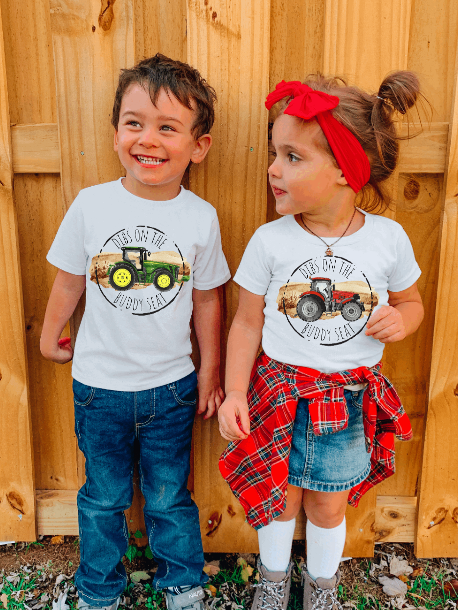Dibs on the Buddy Seat Green Tractor S/S T-Shirt