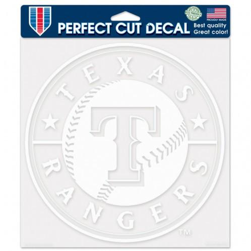 Texas Rangers White Perfect Cut Decal 8x8"