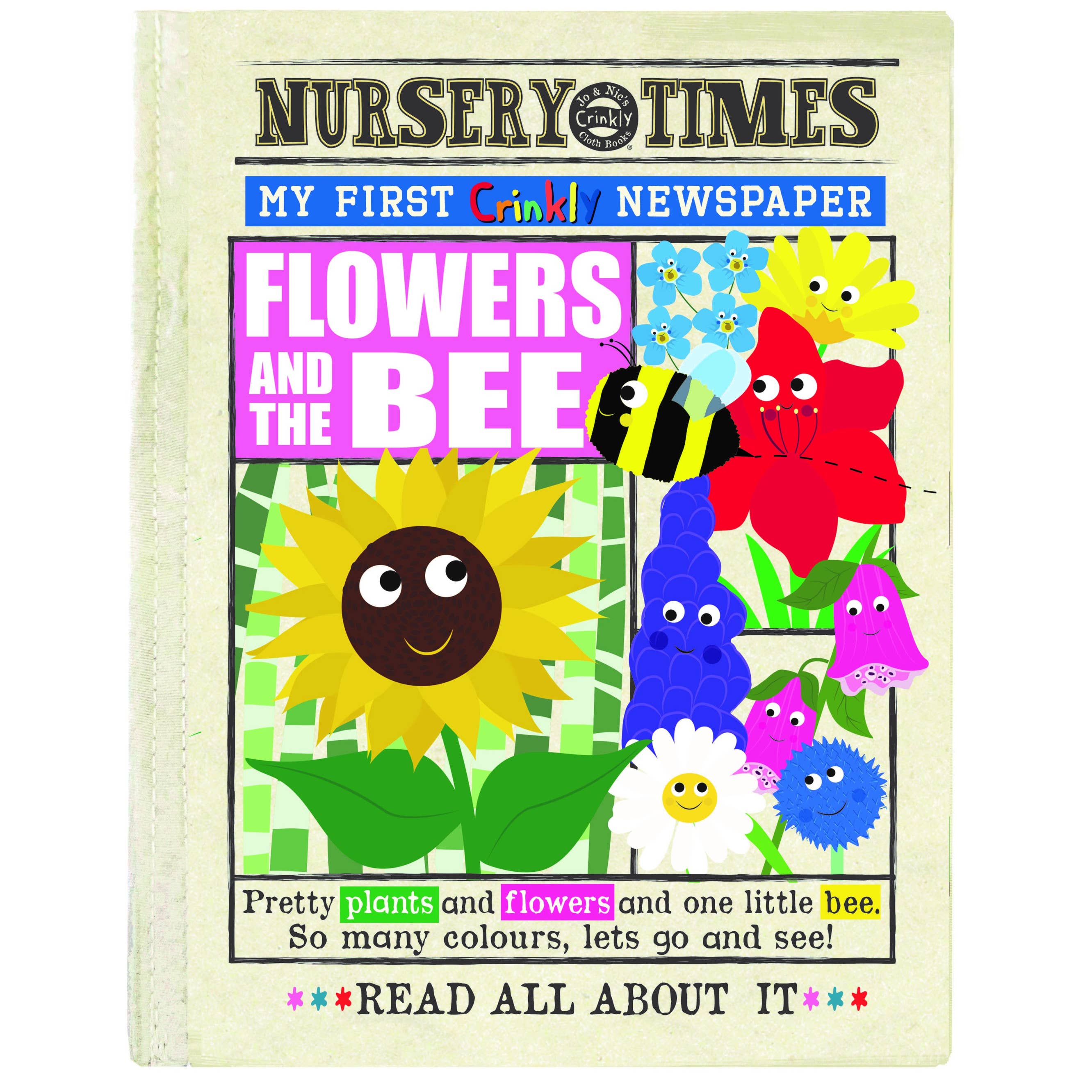 NEW: Nursery Times Crinkly Newspaper - Flowers And The Bee